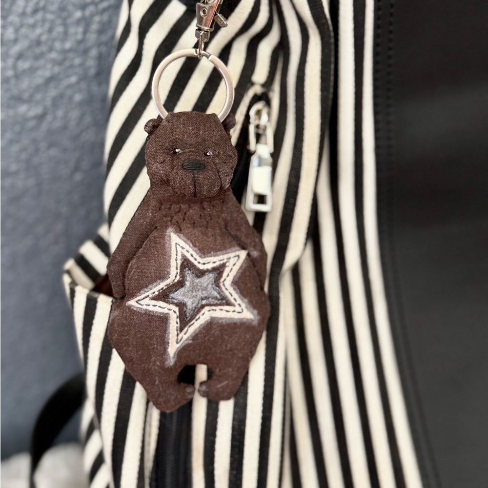 Handmade Teddy Bear Keychain – 4.5" Mini Plush Charm – Bag Charm